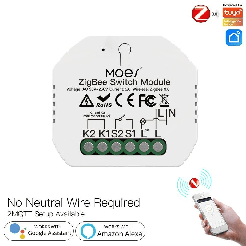 Переключатель MOES Switch Module MS-104ZR, Wi-Fi 2,4GHz & Zigbee+RF433 MGHz