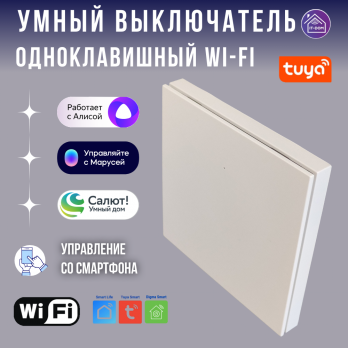 Умный одноклавишный выключатель Tuya Wi-Fi белый