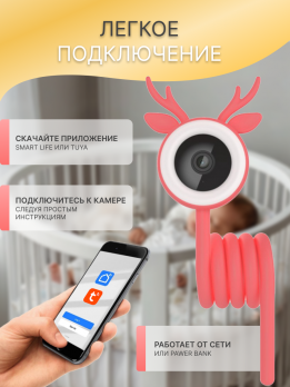 Видеоняня беспроводная Wi-Fi 3Мп c обнаружением плача и движения