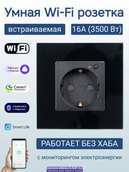 Умная Wi-Fi розетка с мониториногом встраиваемая