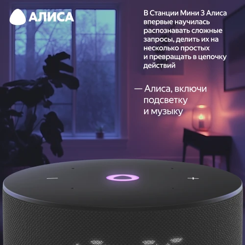 Колонка умная Яндекс Станция Мини 3 с Алисой на YaGPT черная