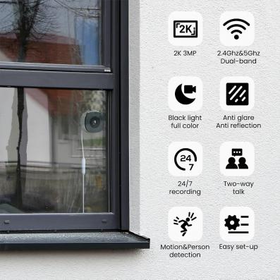 Wi-Fi видеокамера 3Мп установка на окно